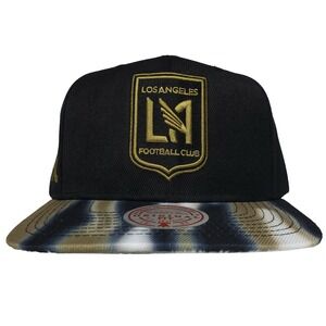 LA FC Mitchell & Ness MLS Snapback Hat Cap 3D Logo Tie Dye‎ Bill Black Gold NWT